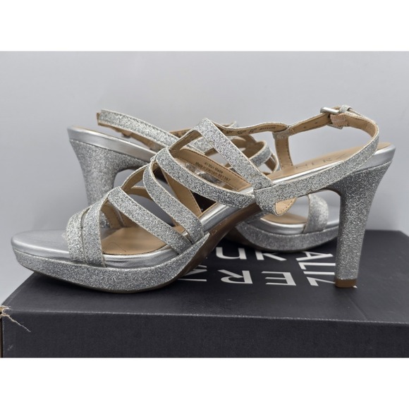 Naturalizer Women's Baylor Dress Sandal Silver Glitter Heels - Sz 7.5 Good - Picture 12 of 13
